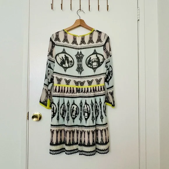 TED BAKER Tea for Two Cameo Silhouette Print Pleat Skirt Dress - Size 3 - Picture 5 of 9